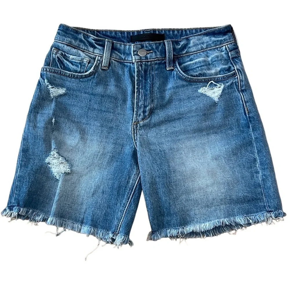 Joe’s Jeans Lara raw hem distressed high waist Indiana wash denim shorts size 26